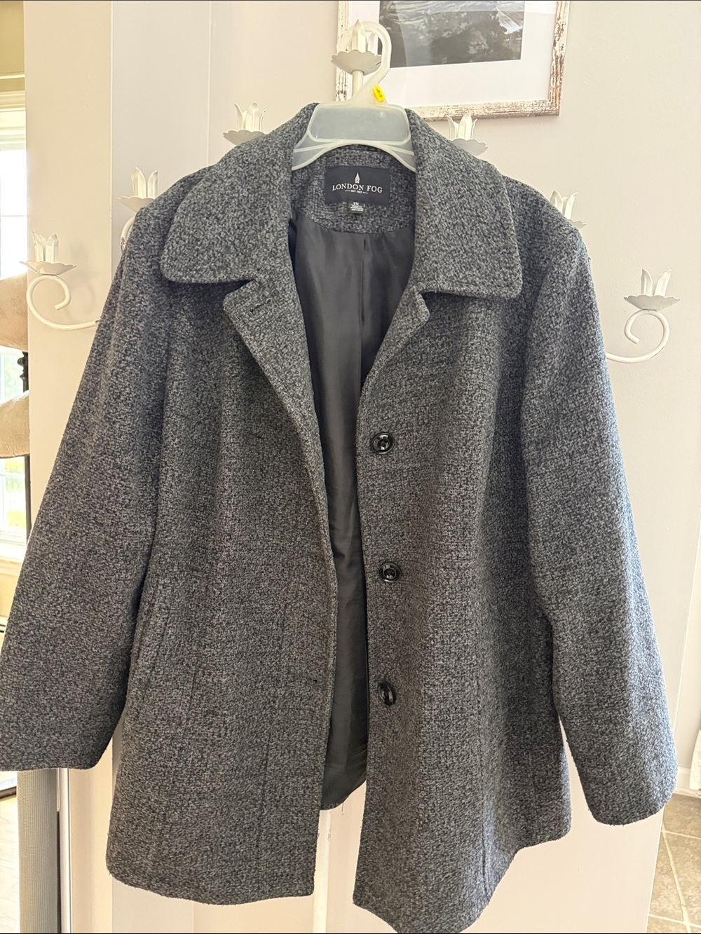 London Fog Gray Wool-Blend Pea Coat